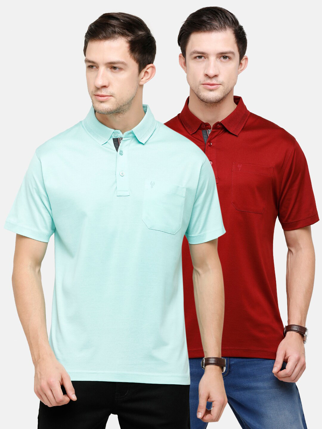 

Classic Polo Men Pack Of 2 Blue & Red Polo Collar T-shirt