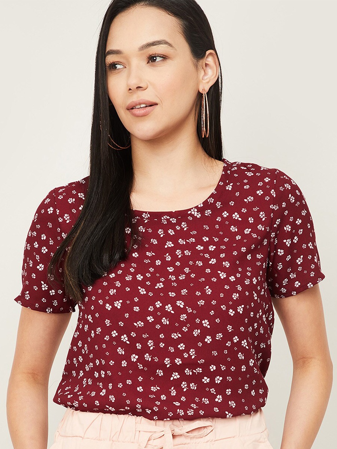

Bossini Red Floral Print Top