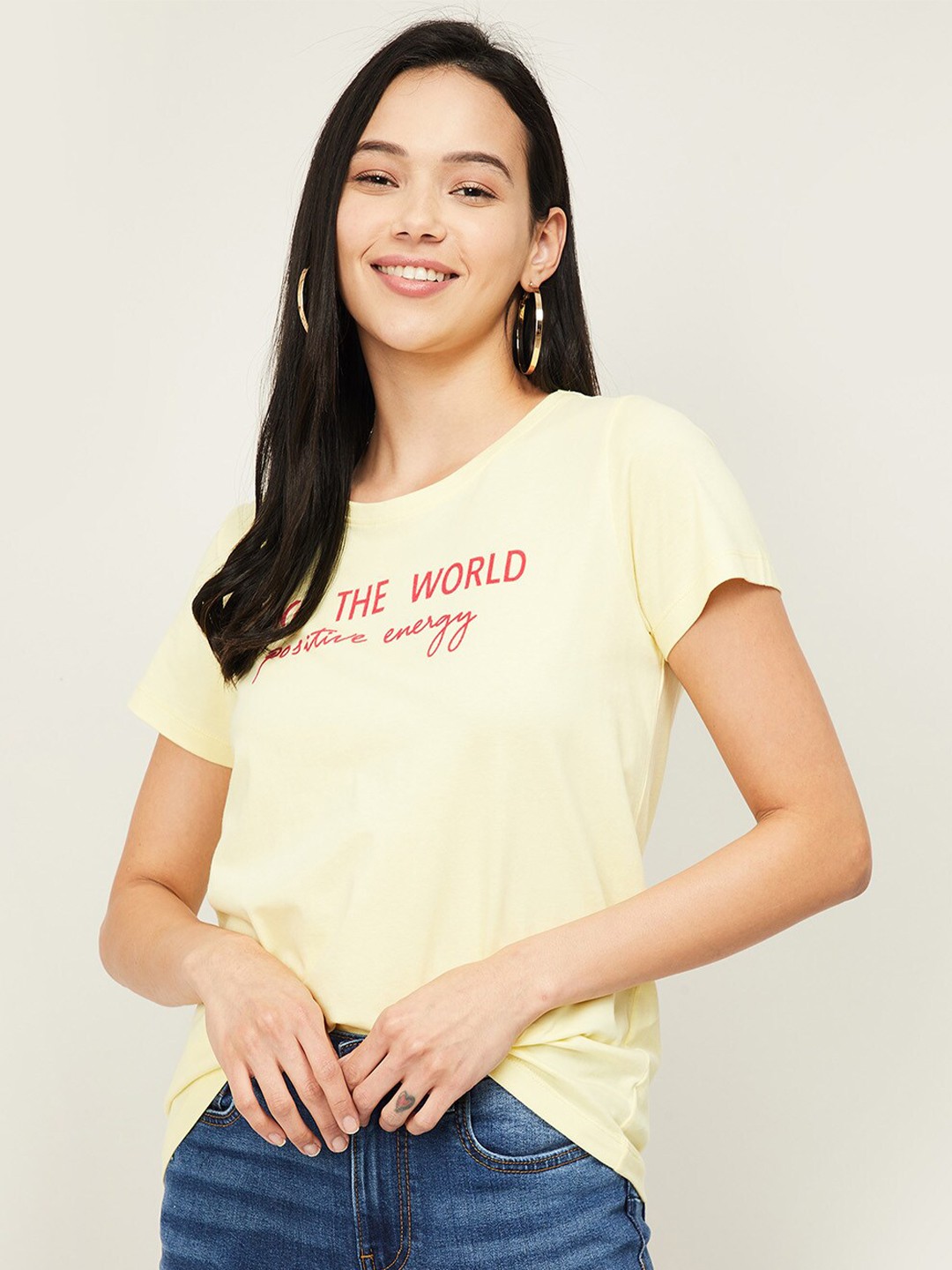 

Fame Forever by Lifestyle Yellow Print Top