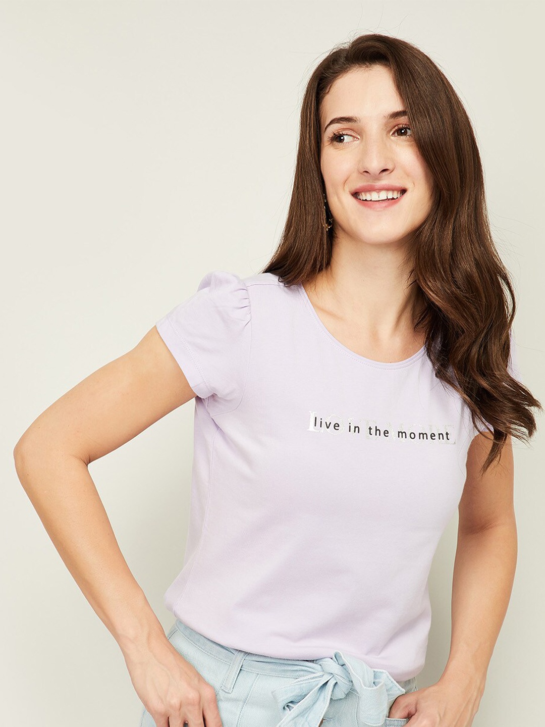 

Fame Forever by Lifestyle Purple & Black Typography Printed Top