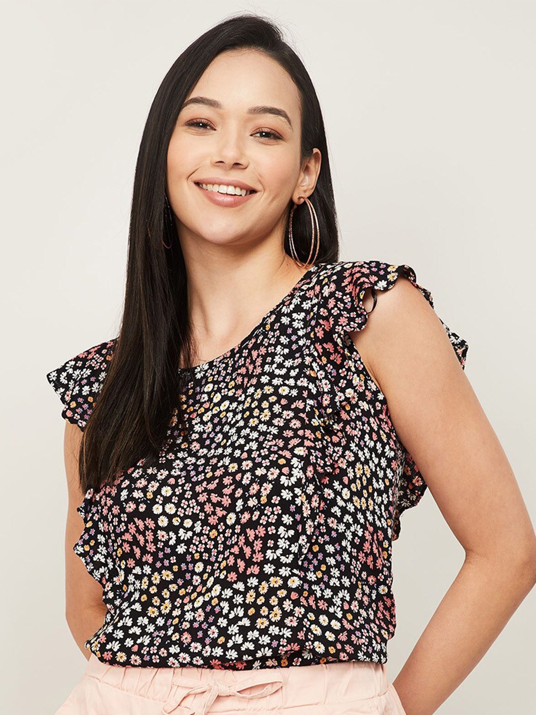 

Fame Forever by Lifestyle Black Floral Print Top
