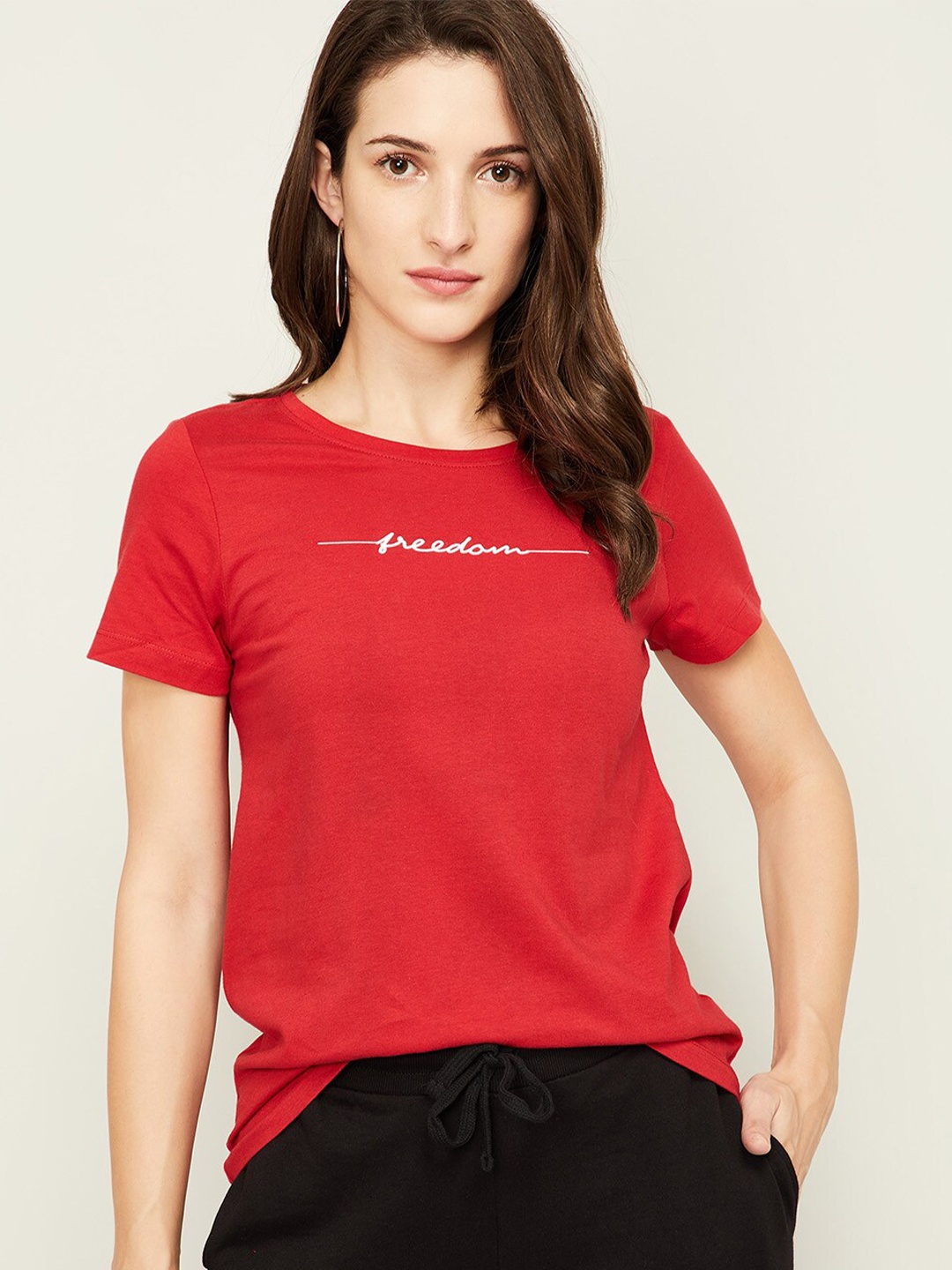 

Fame Forever by Lifestyle Red & White Freedom Printed Top
