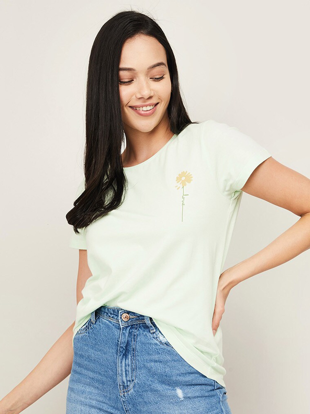 

Fame Forever by Lifestyle Women Green Cotton Blend Top