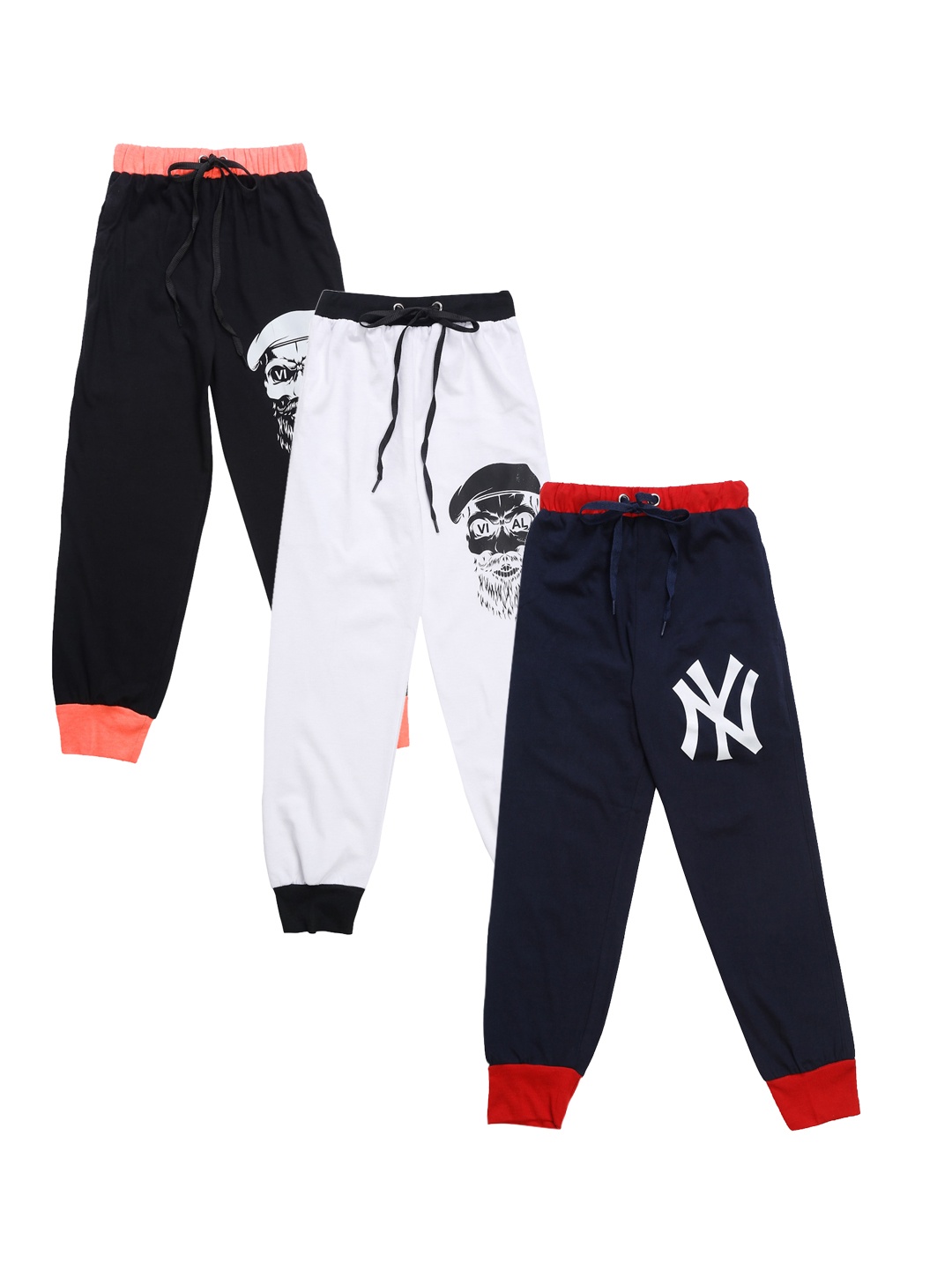 

VIMAL JONNEY Unisex Kids Pack Of 3 Solid Joggers, White