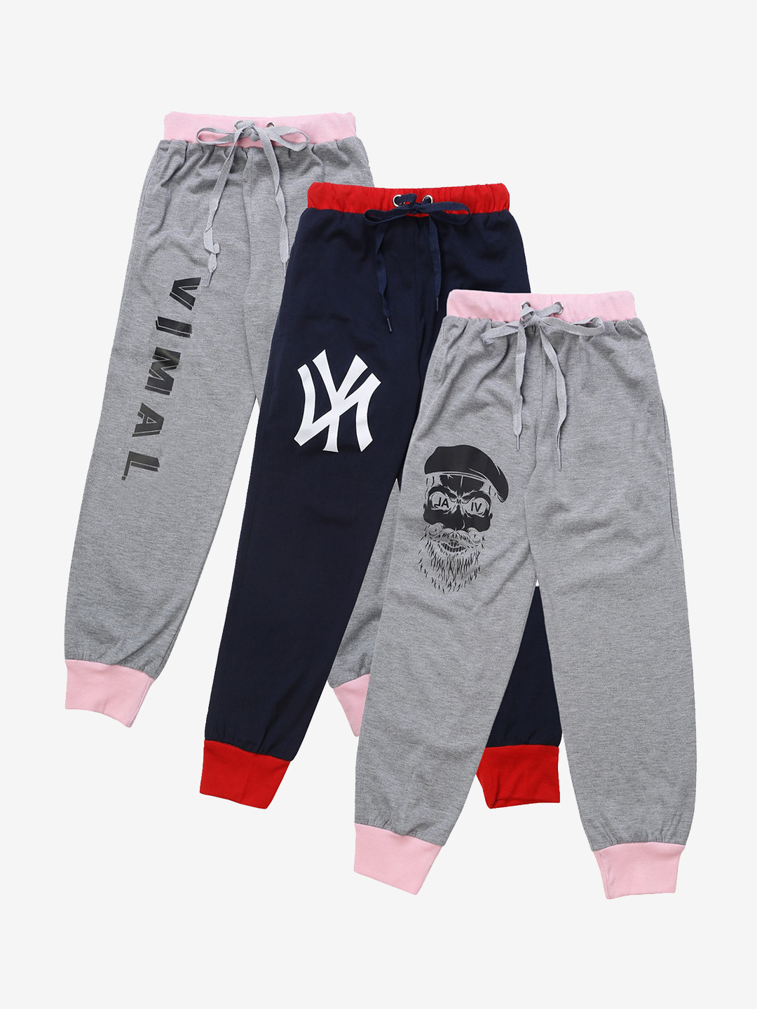 

VIMAL JONNEY Kids Pack Of 3 Solid Joggers, Grey