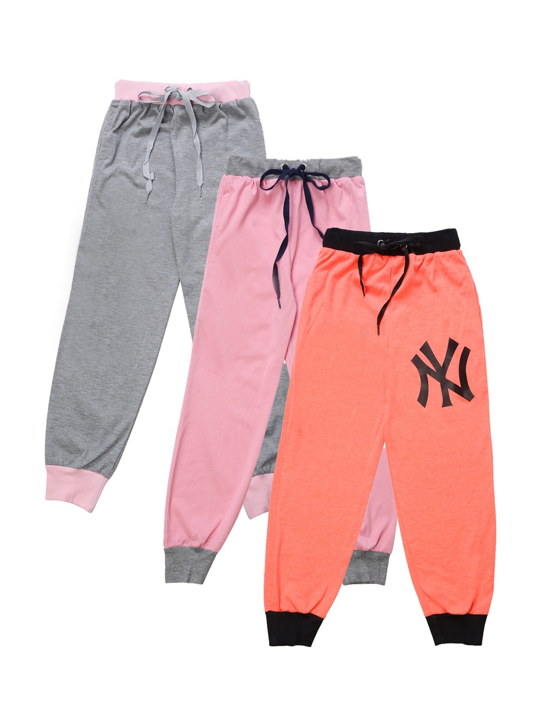 

VIMAL JONNEY Unisex Kids Pack of 3 Solid Joggers, Peach