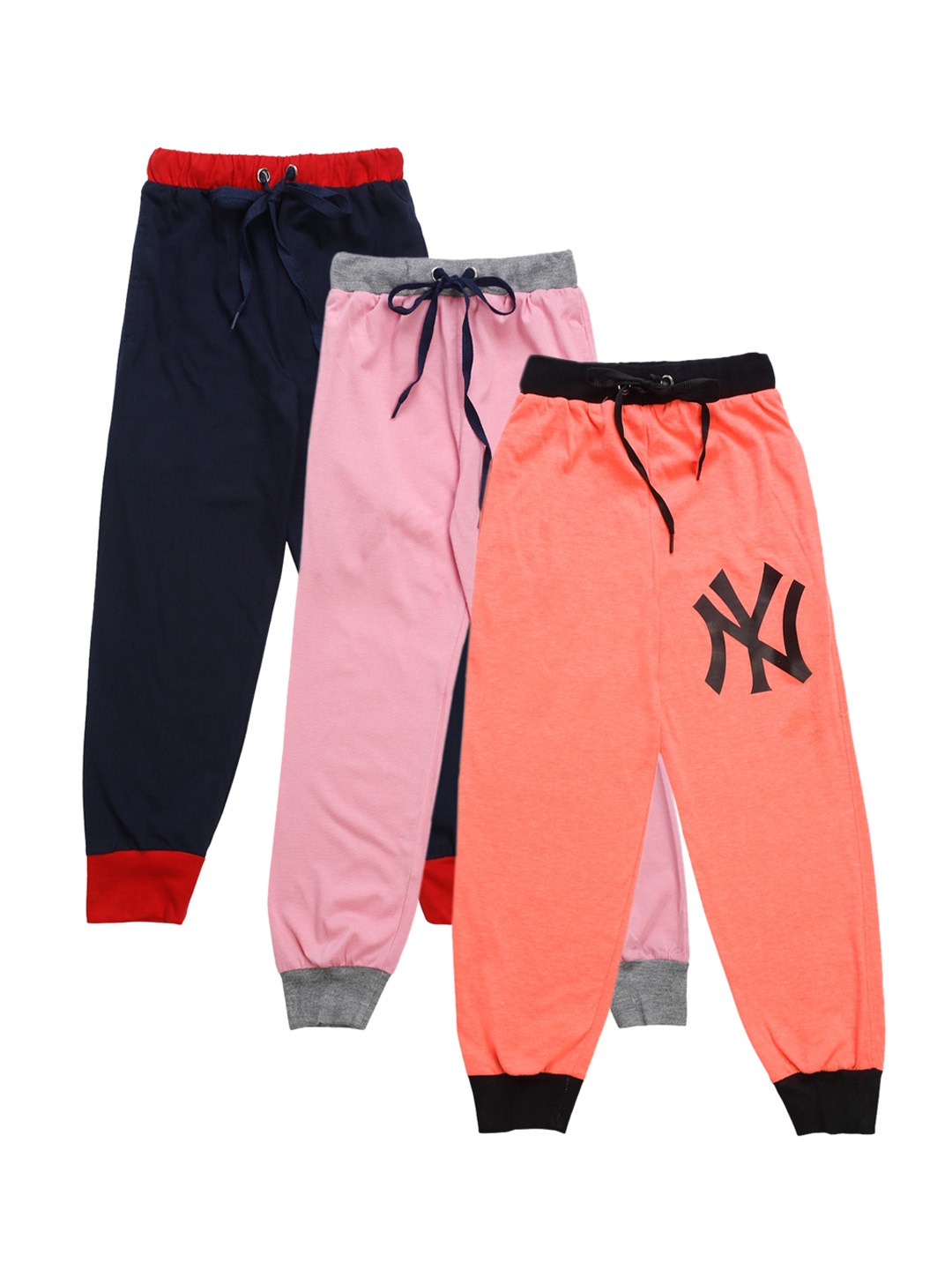 

VIMAL JONNEY Kids Pack of 3 Solid Joggers, Peach