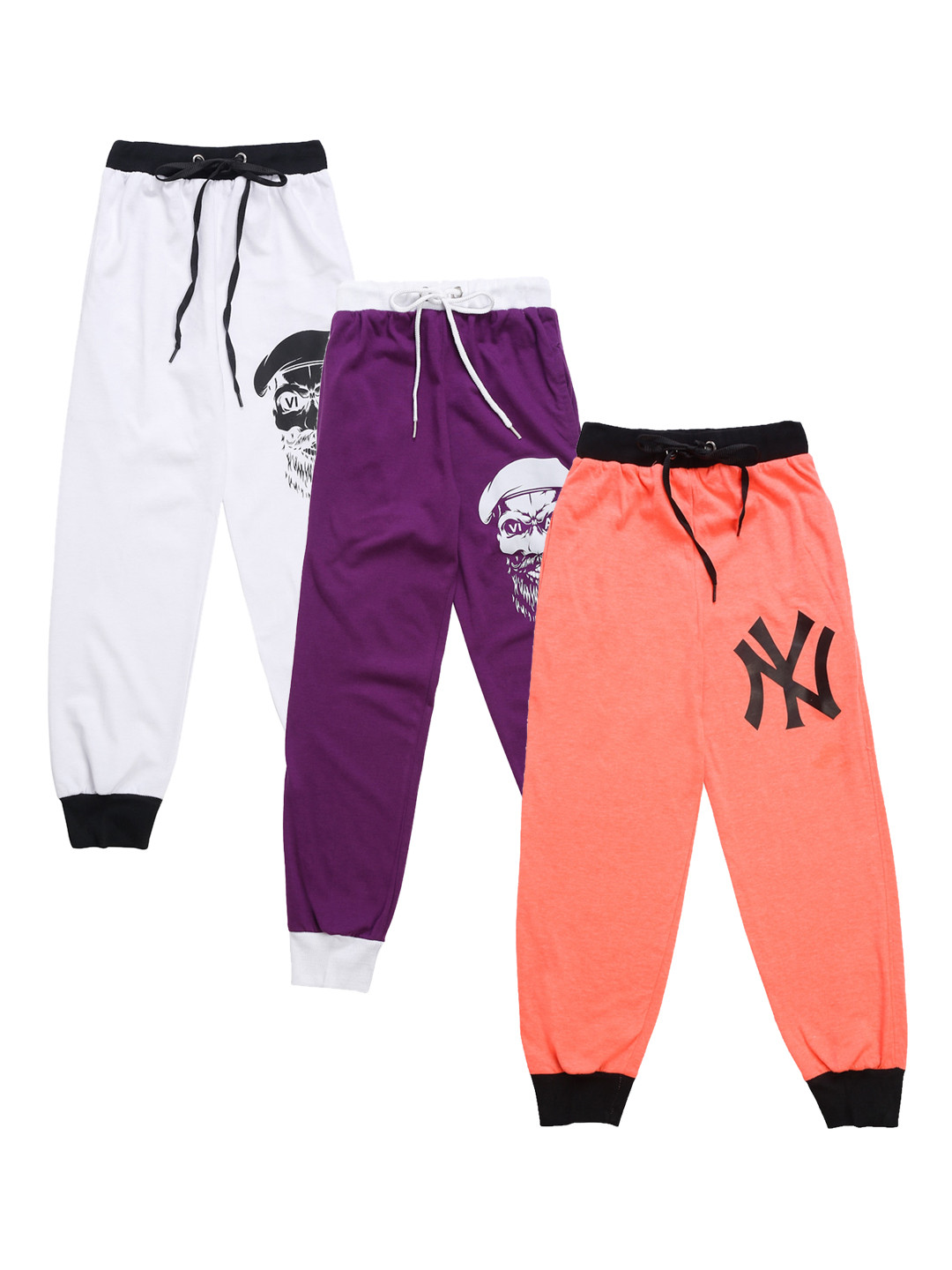 

VIMAL JONNEY Kids Pack Of 3 Solid Joggers, Peach