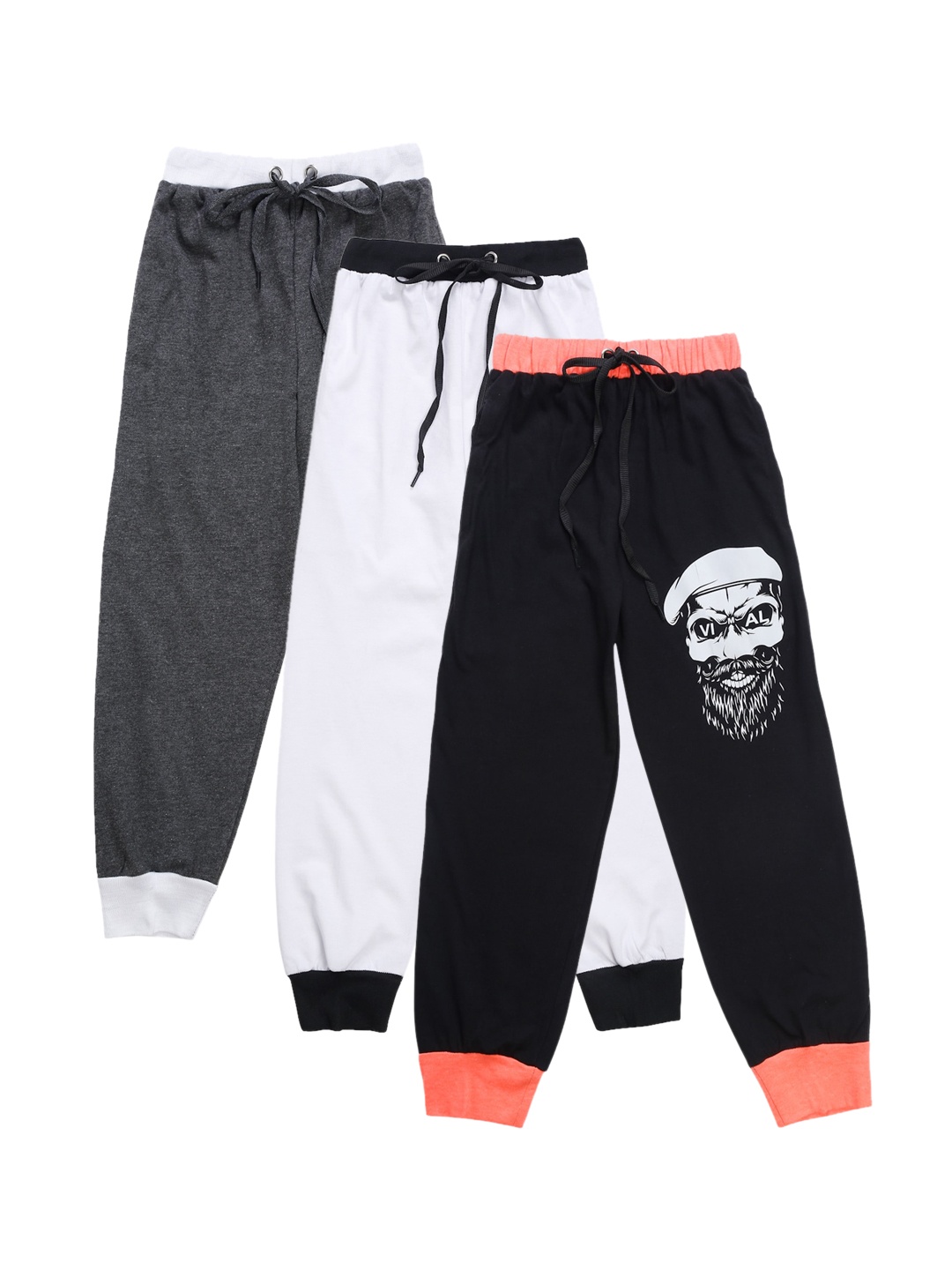 

VIMAL JONNEY Kids Pack Of 3 Solid Joggers, Black