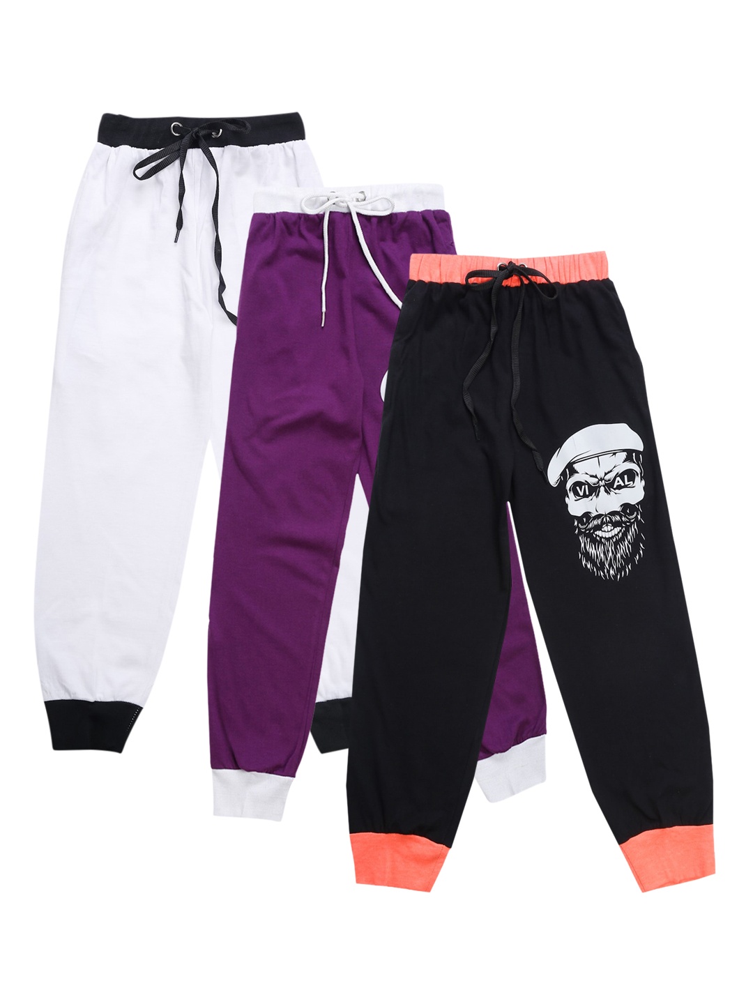 

VIMAL JONNEY Kids Pack Of 3 Solid Joggers, Black