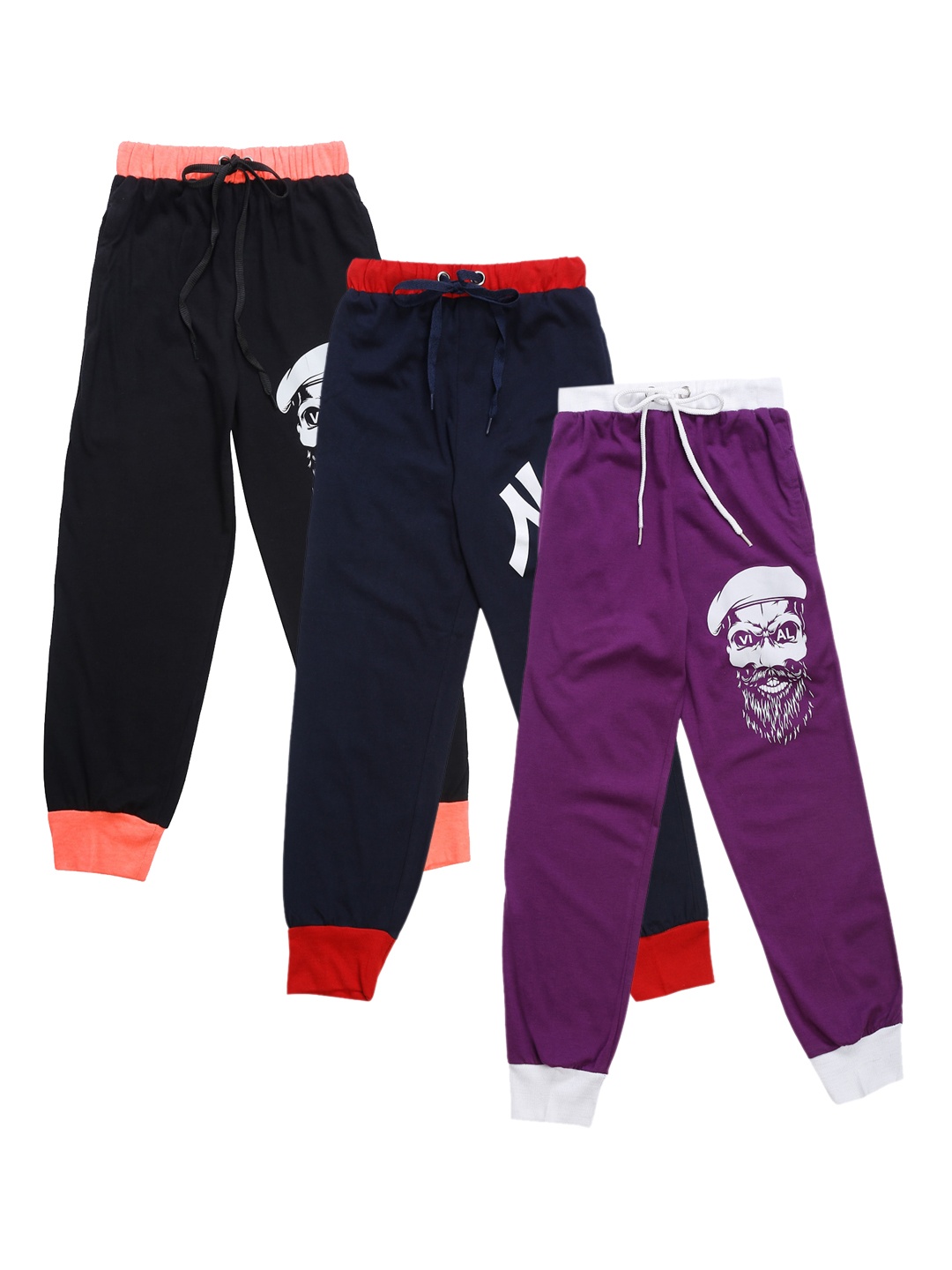 

VIMAL JONNEY Kids Pack Of 3 Solid Joggers, Black