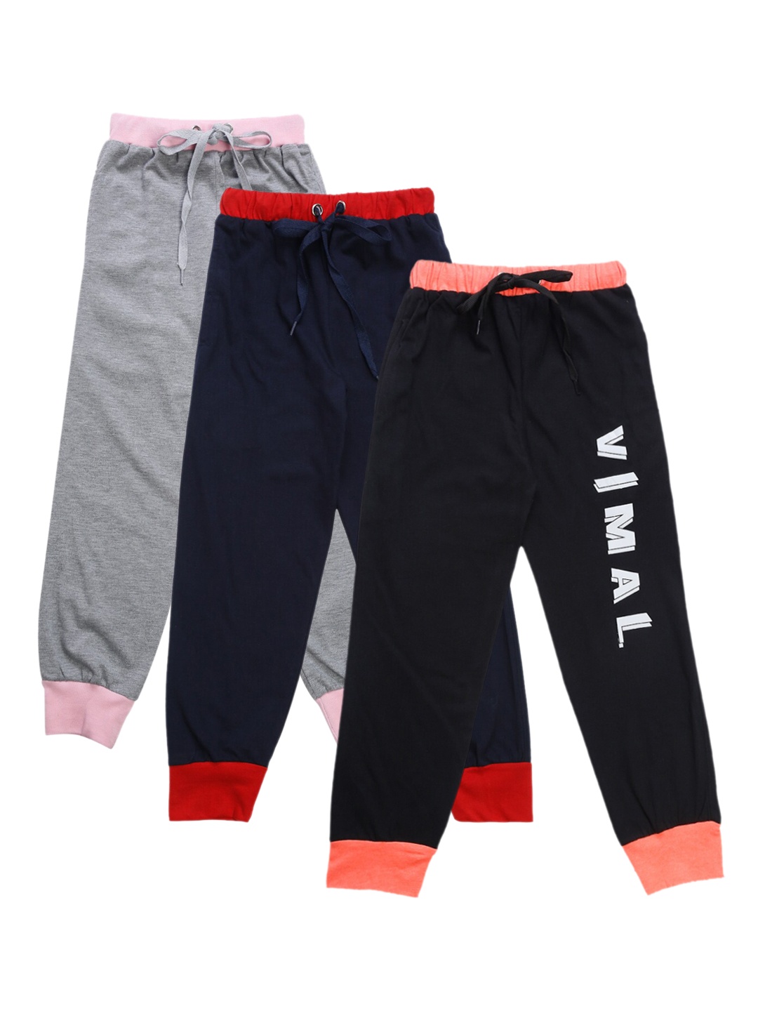 

VIMAL JONNEY Unisex Kids Pack of 3 Solid Joggers, Navy blue