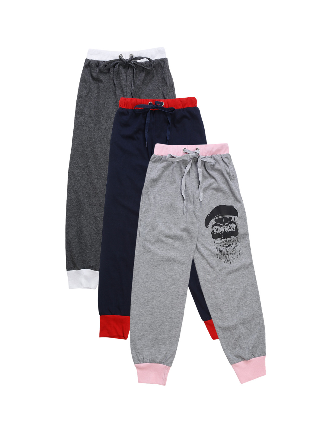 

VIMAL JONNEY Kids Pack Of 3 Solid Joggers, Navy blue