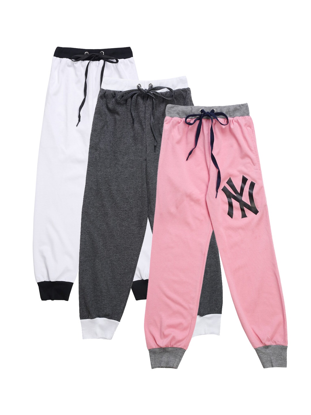 

VIMAL JONNEY Kids Pack Of 3 Solid Joggers, White
