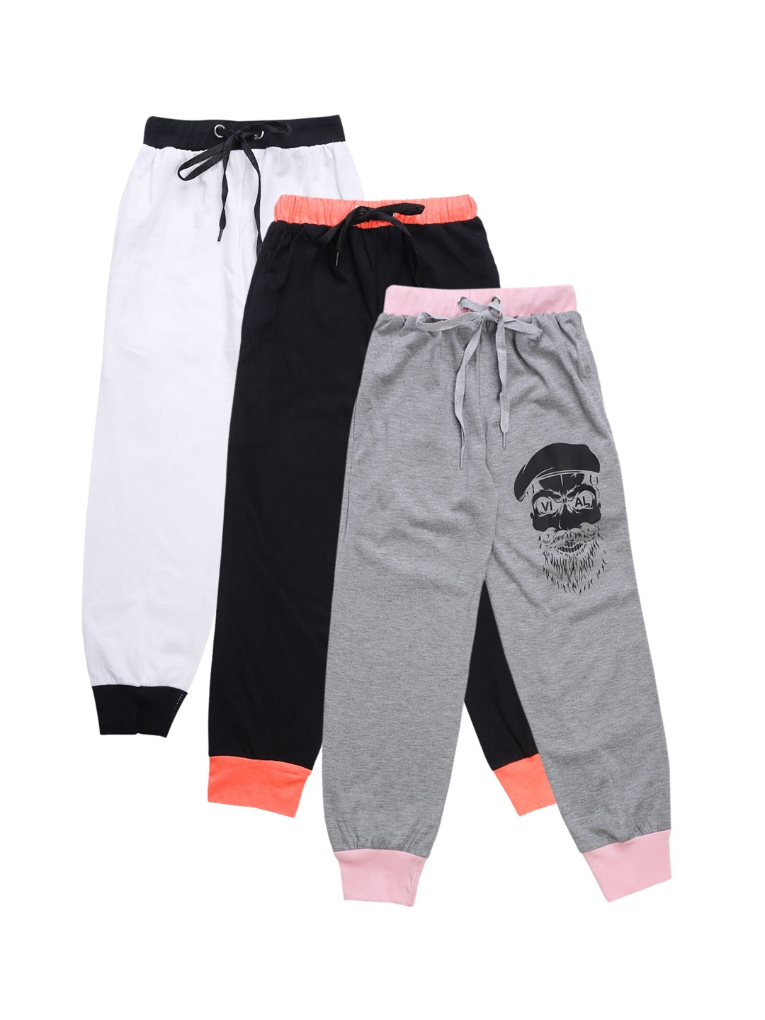

VIMAL JONNEY Kids Pack Of 3 Solid Joggers, Black
