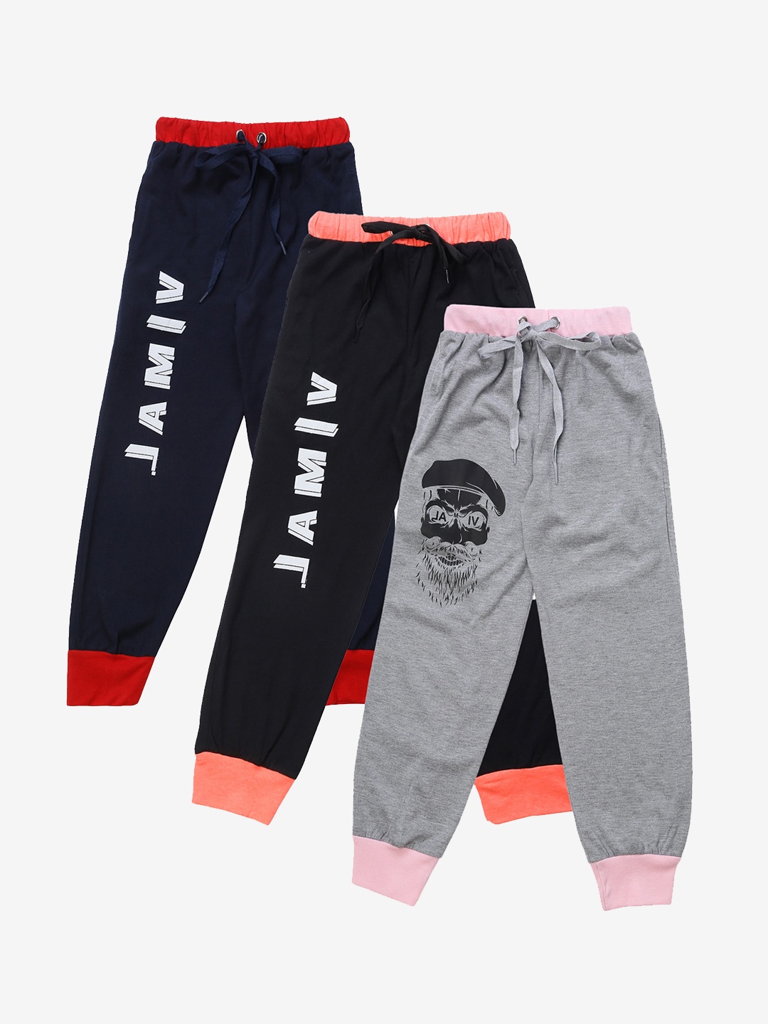 

VIMAL JONNEY Kids Pack Of 3 Solid Joggers, Navy blue