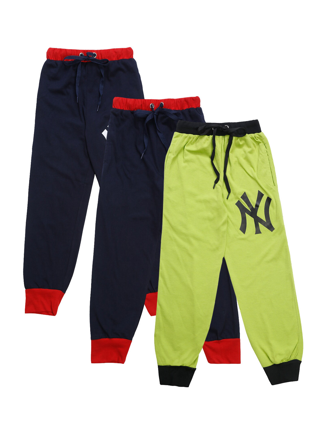 

VIMAL JONNEY Kids Pack Of 3 Solid Joggers, Green