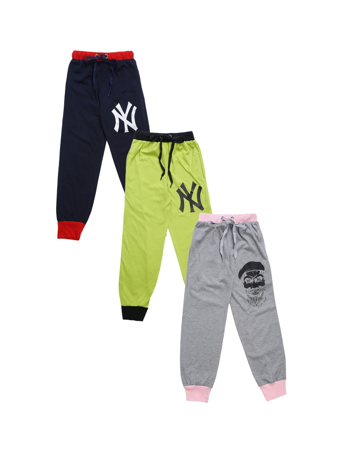

VIMAL JONNEY Kids Pack Of 3 Solid Joggers, Grey