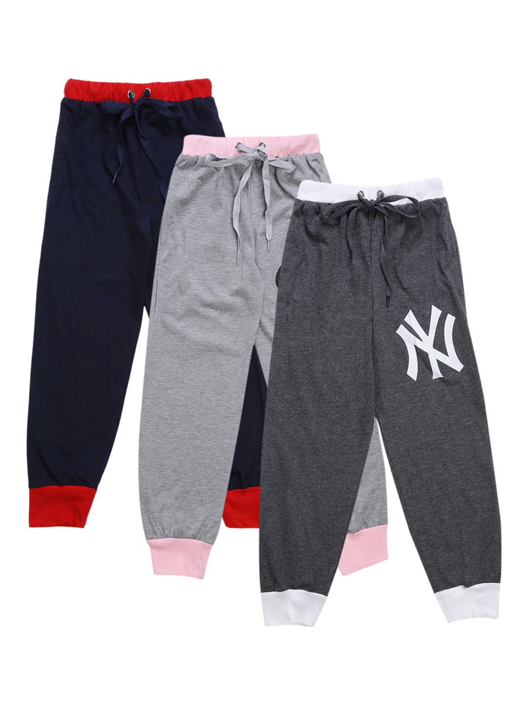 

VIMAL JONNEY Kids Pack Of 3 Solid Joggers, Navy blue
