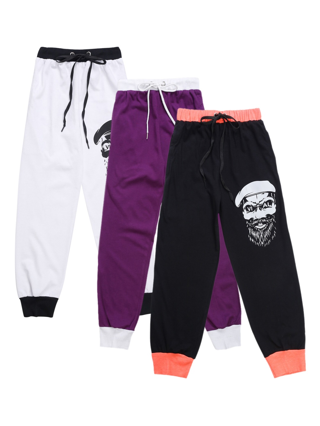 

VIMAL JONNEY Kids Pack of 3 Solid Joggers, Black