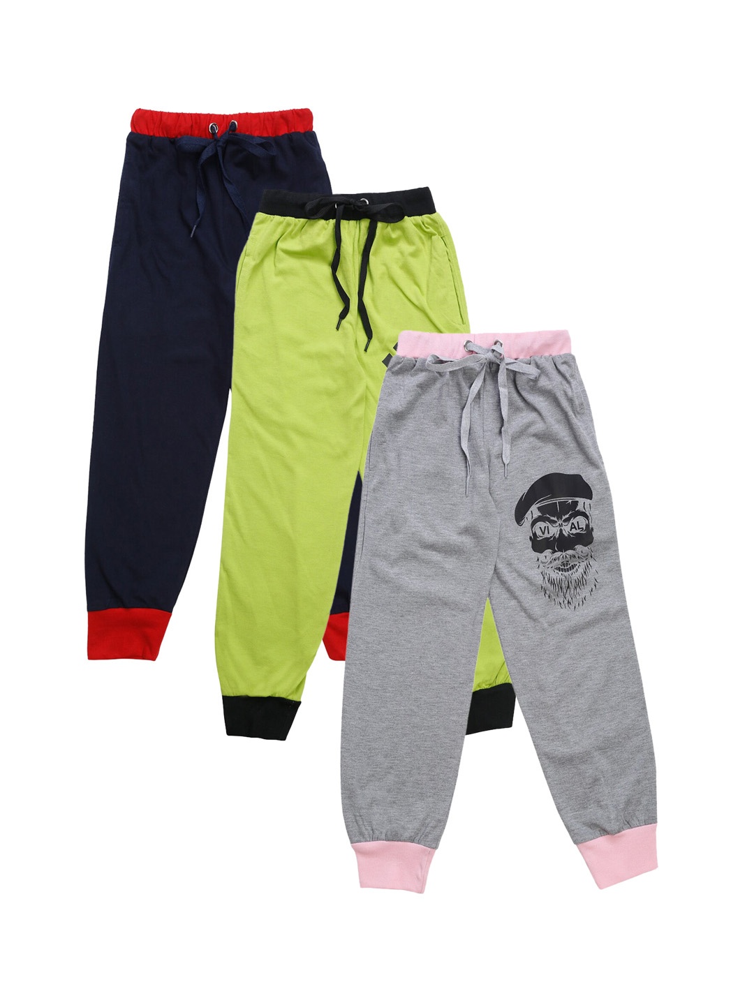 

VIMAL JONNEY Unisex Kids Pack Of 3 Solid Joggers, Grey