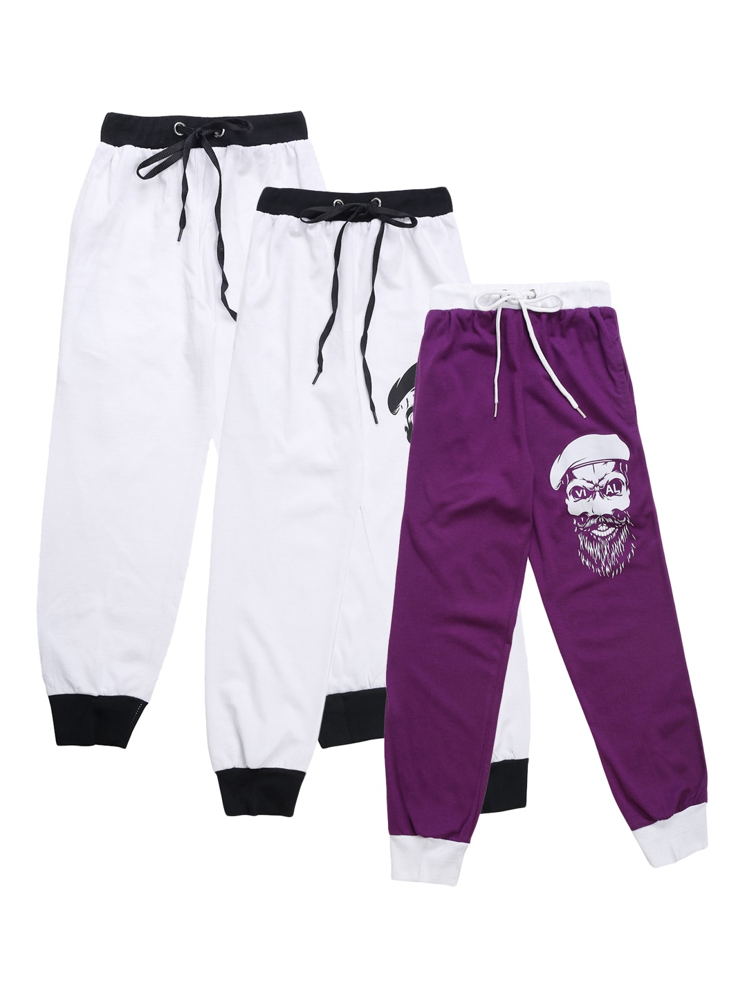 

VIMAL JONNEY Kids Pack of 3 Solid Joggers, Purple