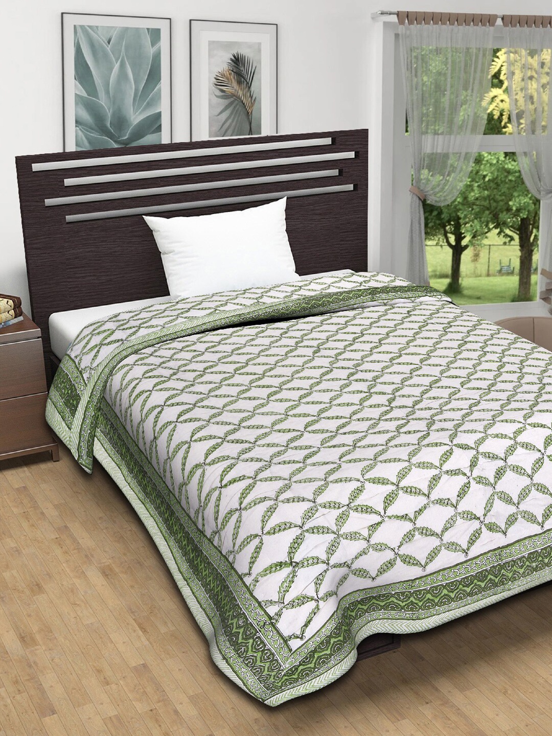 

Tistabene Green & White Checked Mild Winter Single Bed Quilt