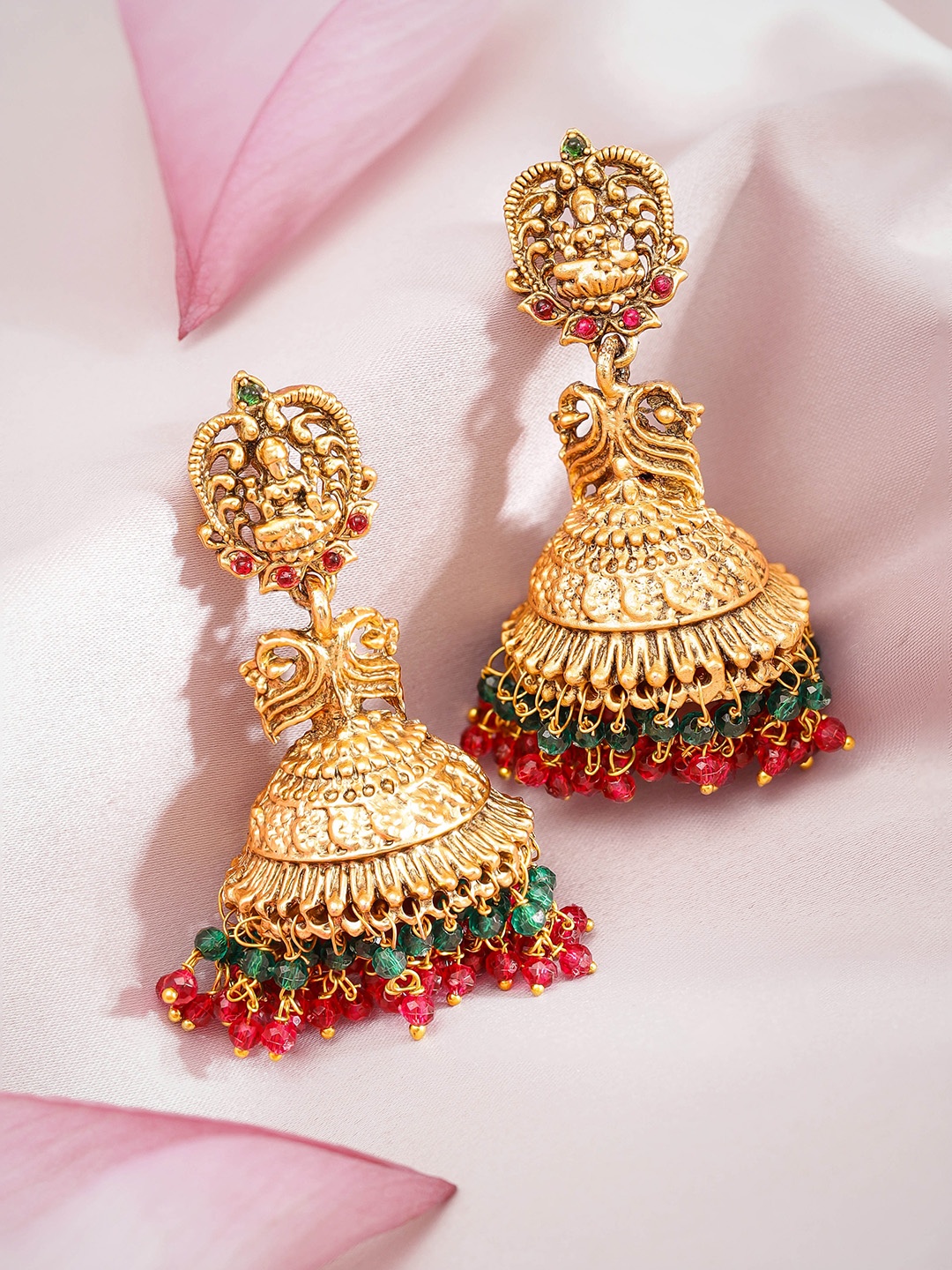 

Rubans Gold-Toned Dome Shaped Jhumkas Earrings