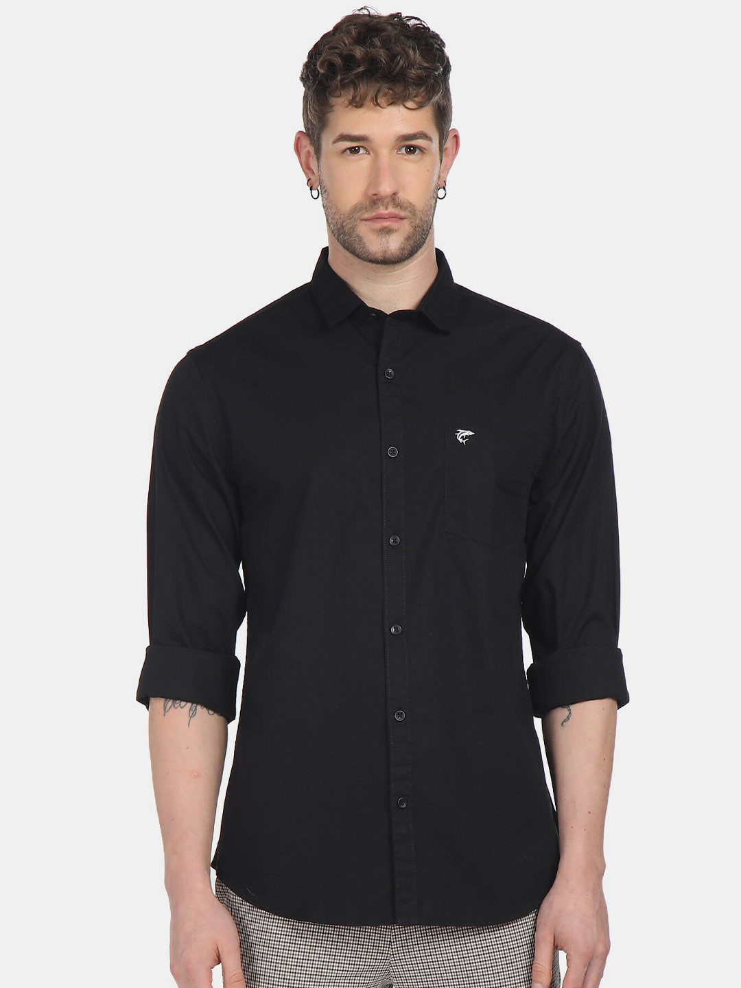 

Ruggers Men Black Pure Cotton Casual Shirt