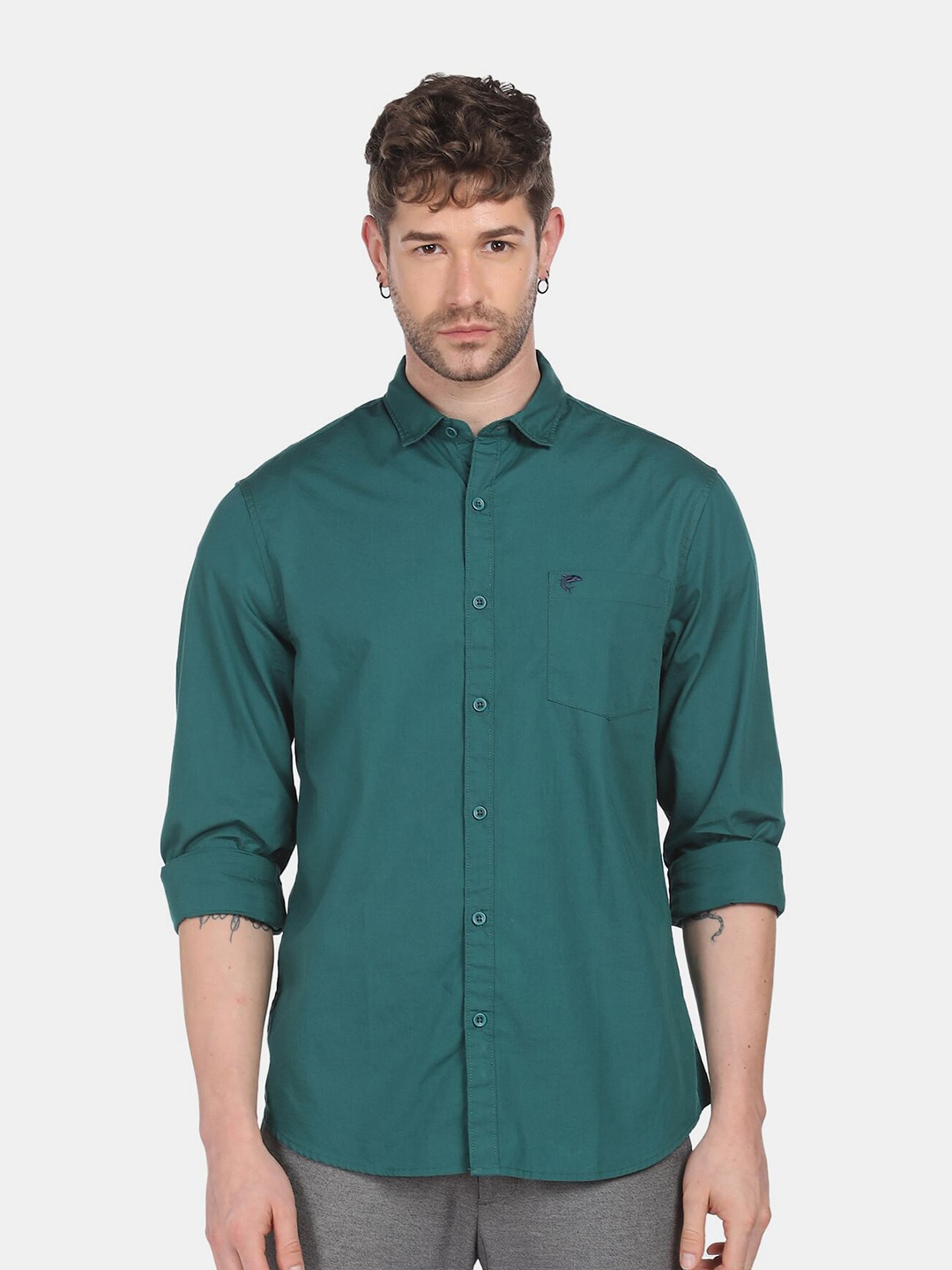 

Ruggers Men Green Casual Shirt