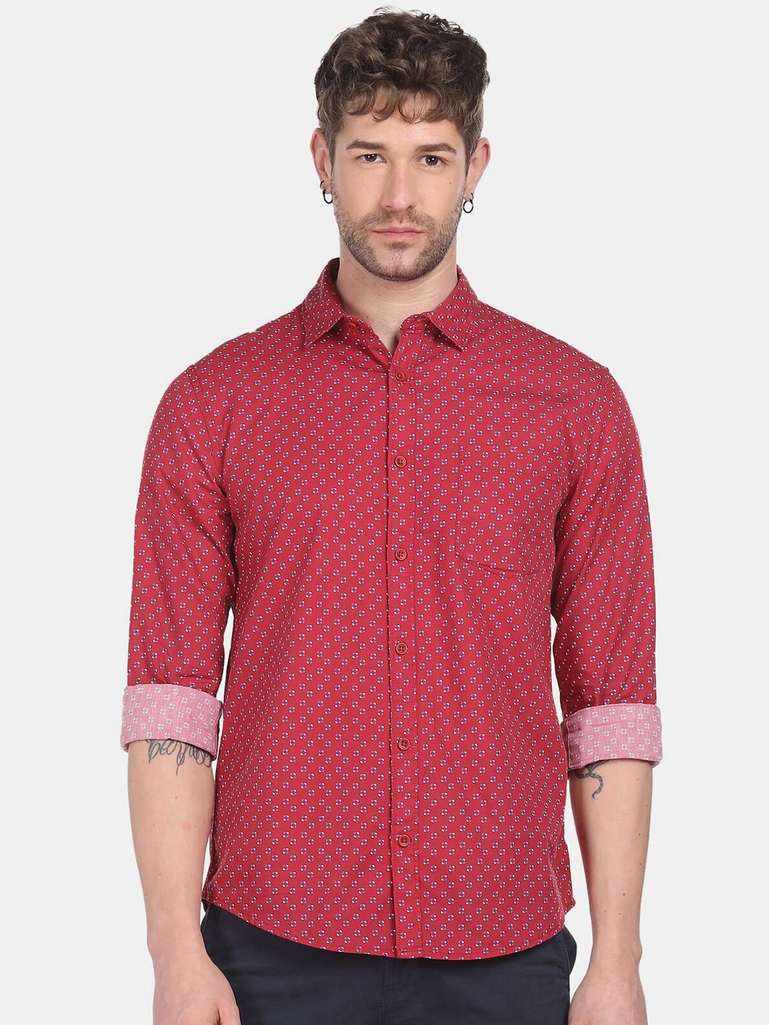 

Ruggers Men Red Printed Casual Shirt
