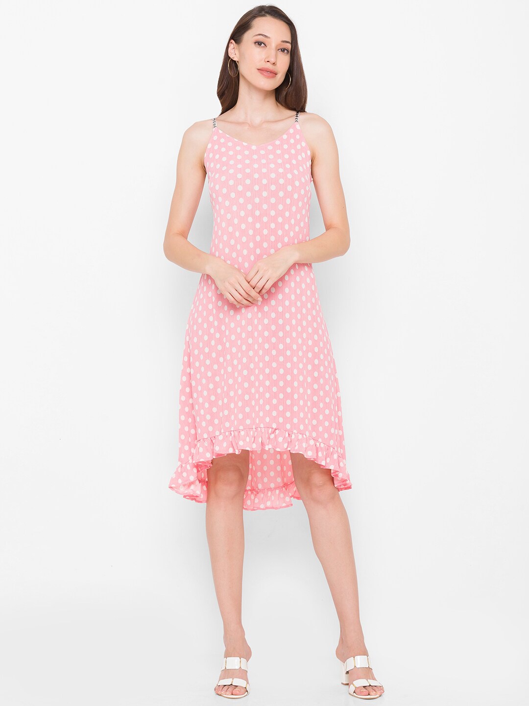 

Globus Women Pink & White A-Line Midi Dress