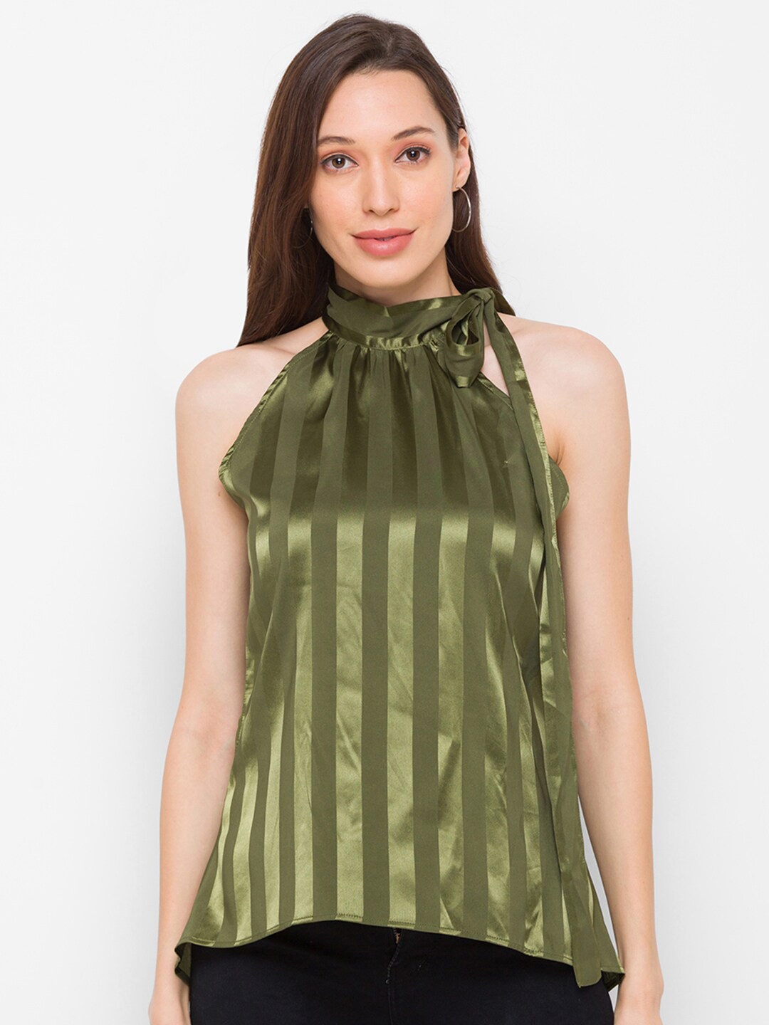 

Globus Olive Green Embellished Top