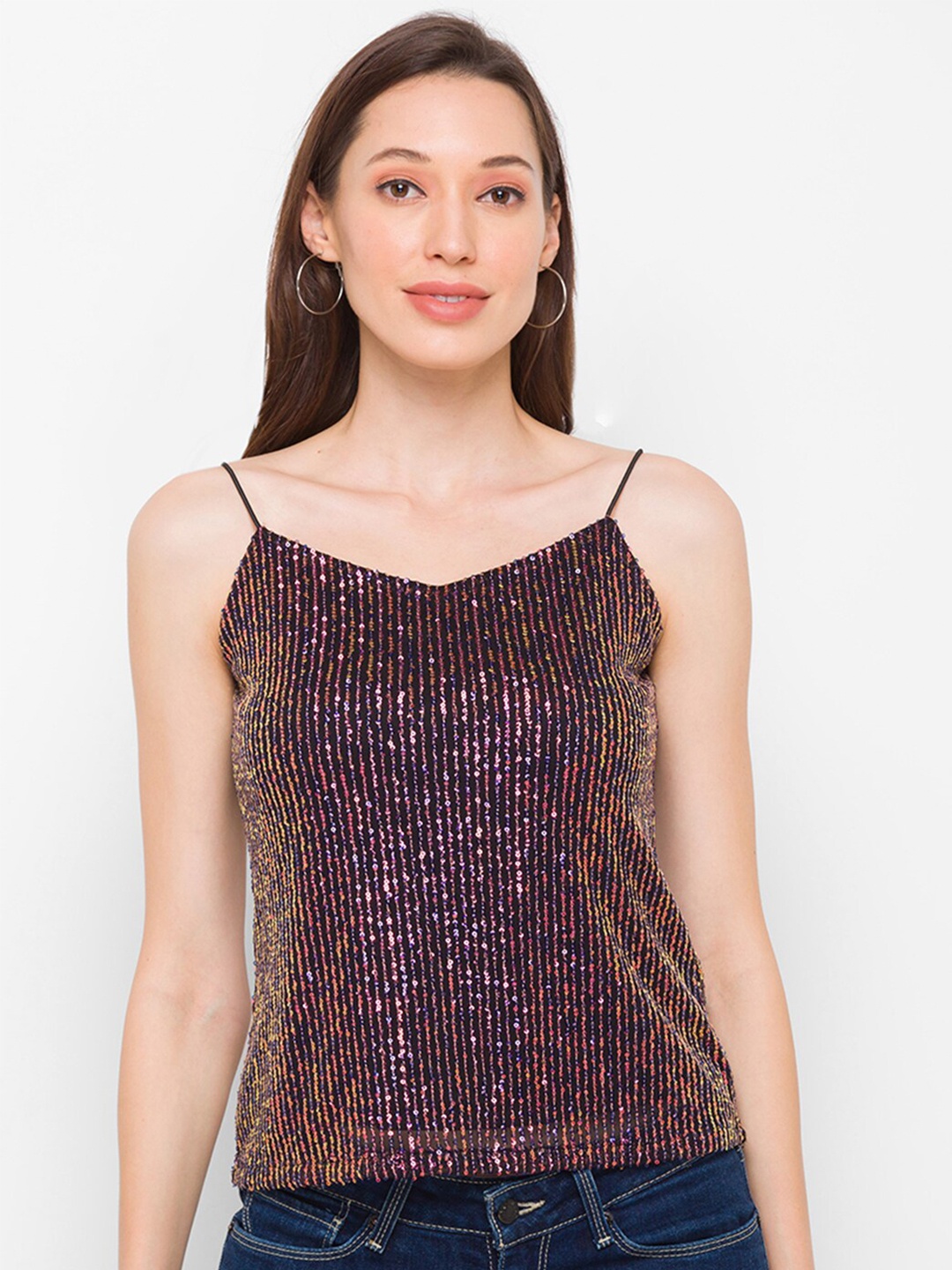 

Globus Multicoloured Embellished Net Top, Multi