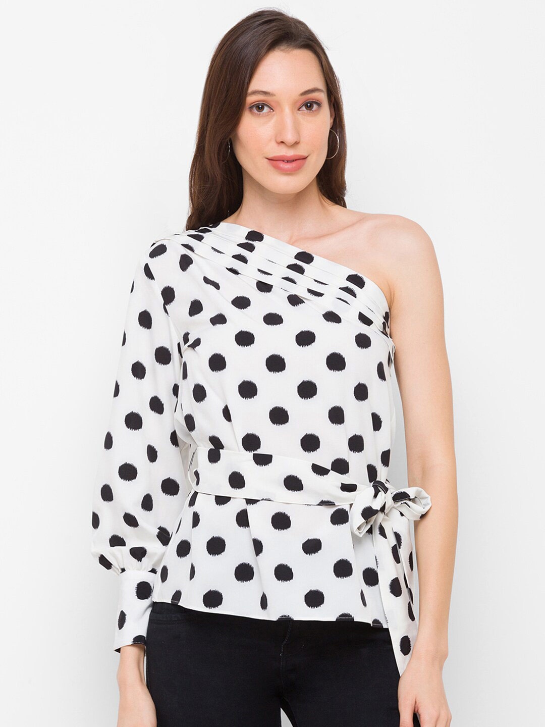

Globus White Print One Shoulder Top