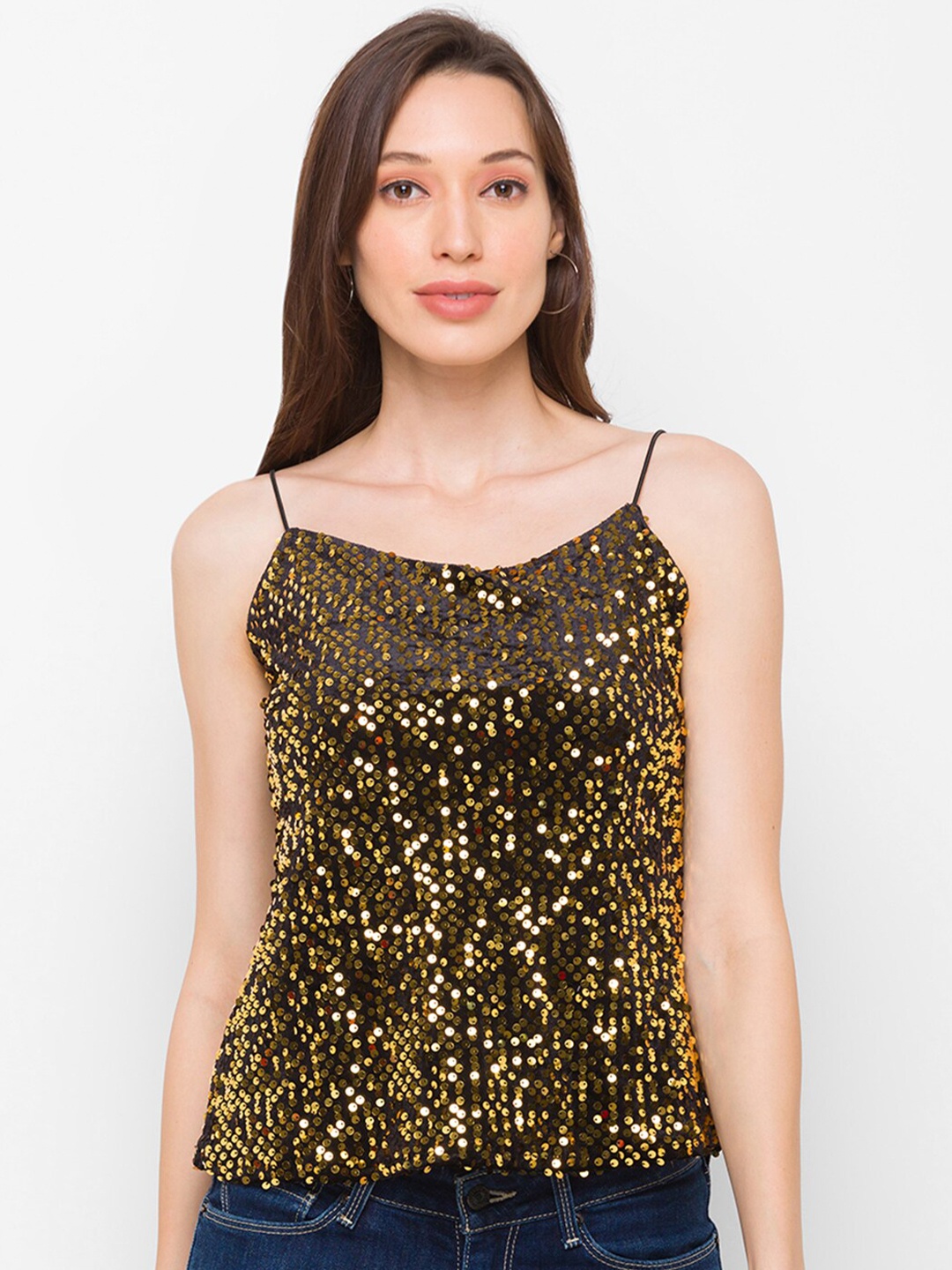 

Globus Black Embellished Net Top
