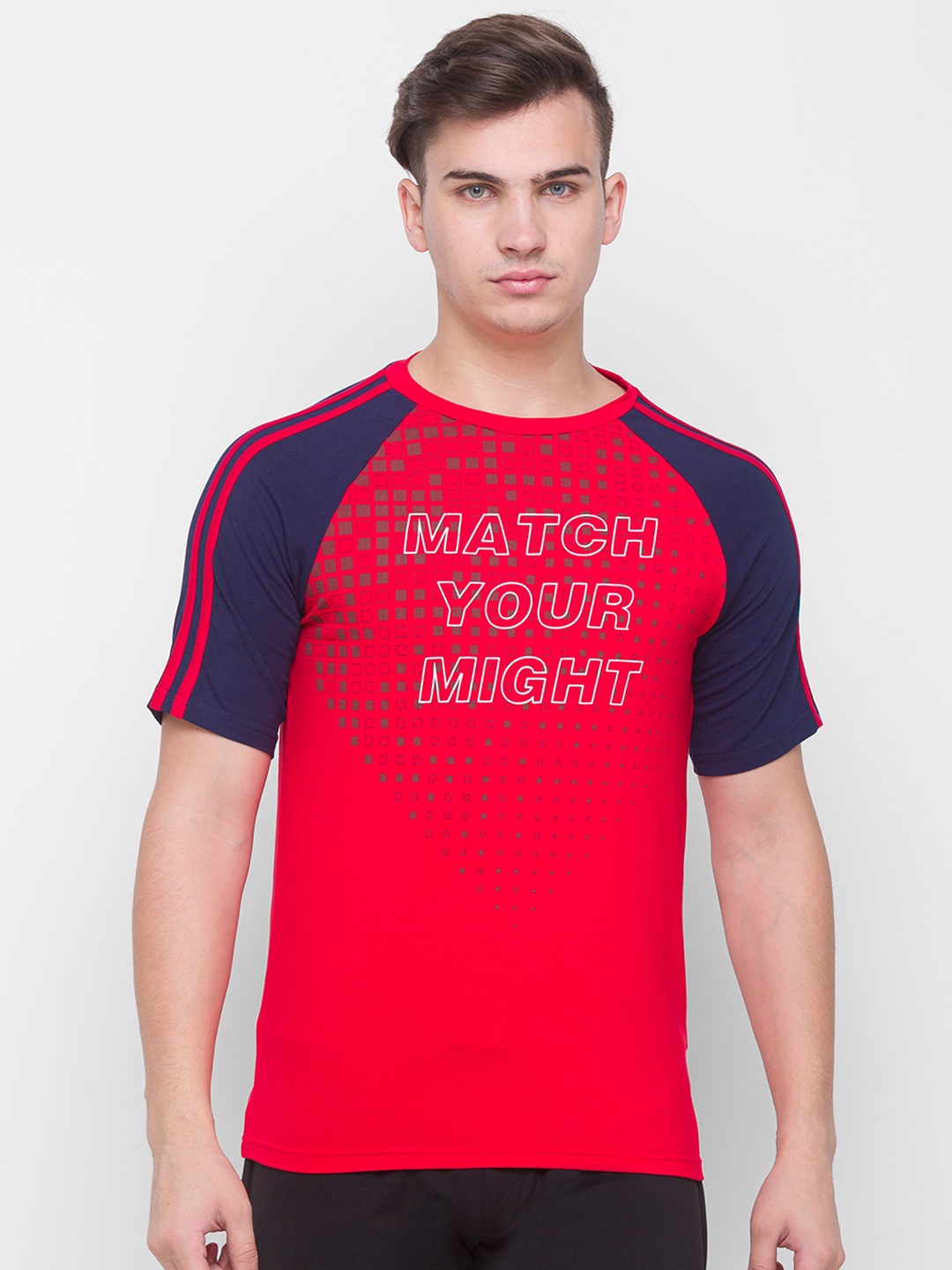 

Globus Men Red Typography Colourblocked T-shirt