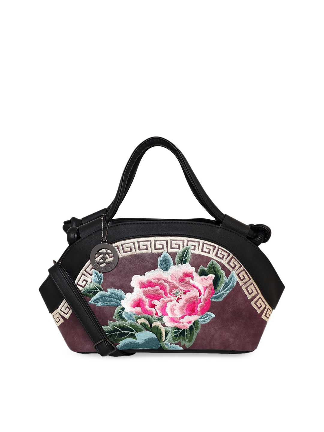 

ESBEDA Purple Floral Embroidered Structured Handheld Bag