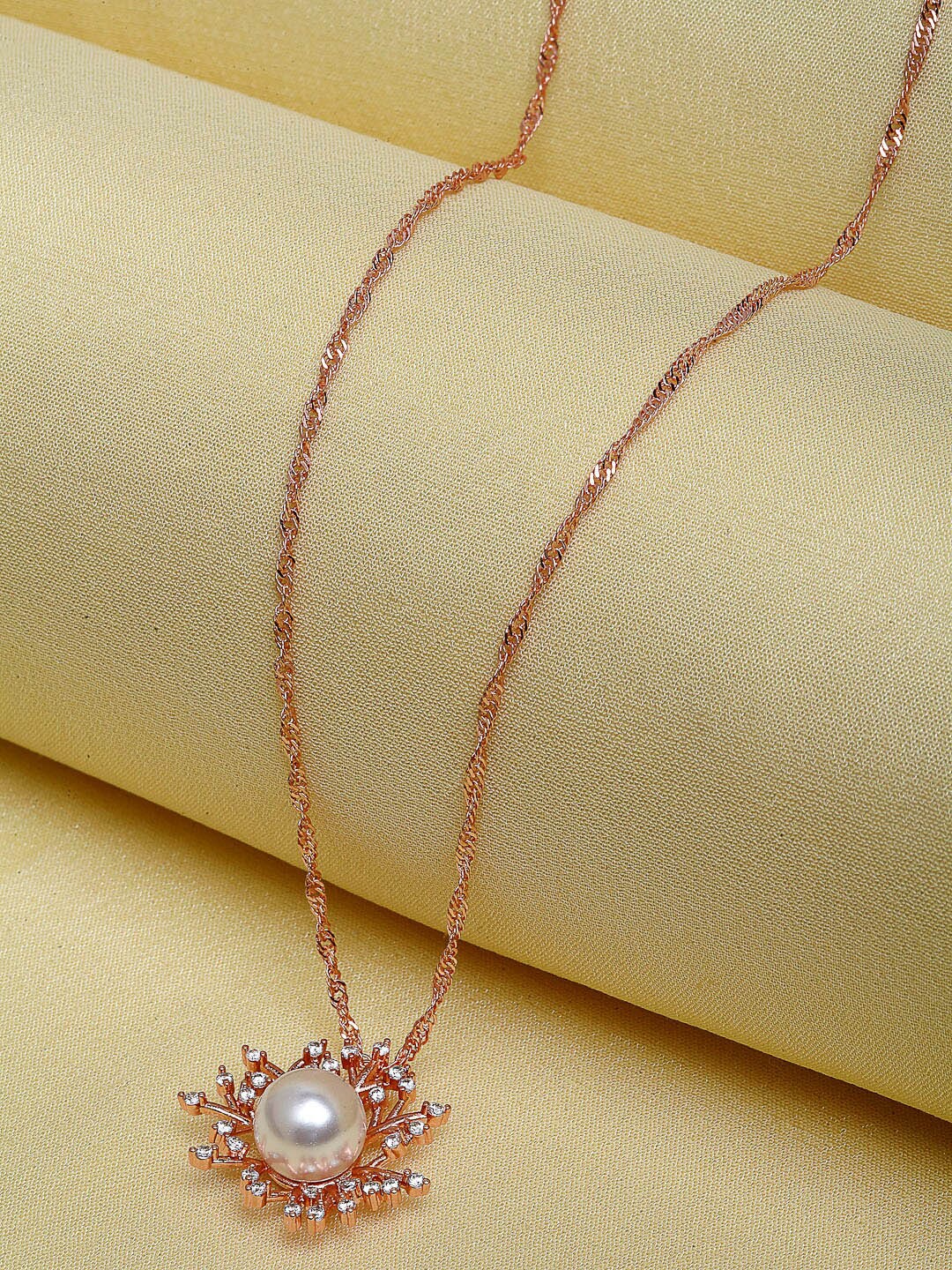 

Ferosh Rose Gold-Toned Pendent With Chain