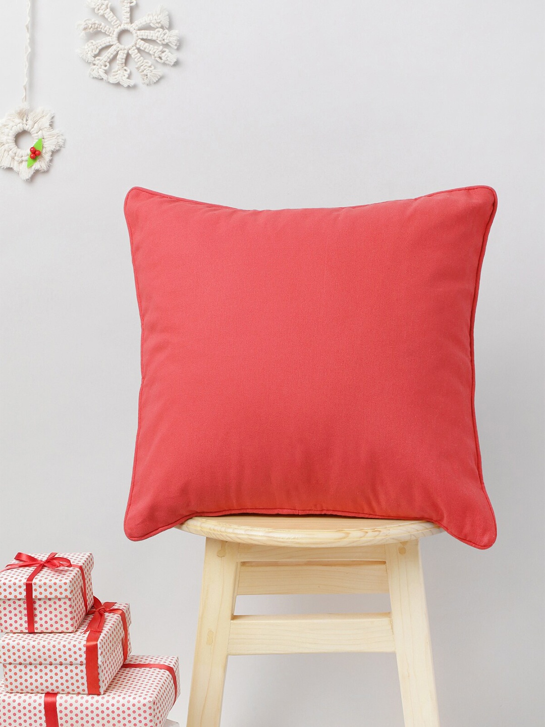 

The Yellow Dwelling Red Square Cotton Cushion Cover