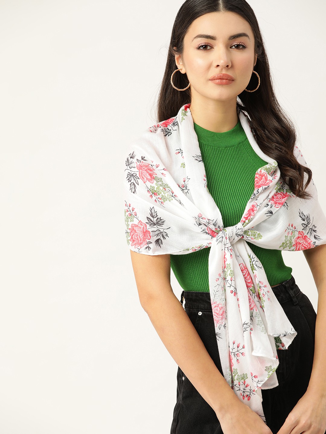 

DressBerry Women White & Red Printed Scarf