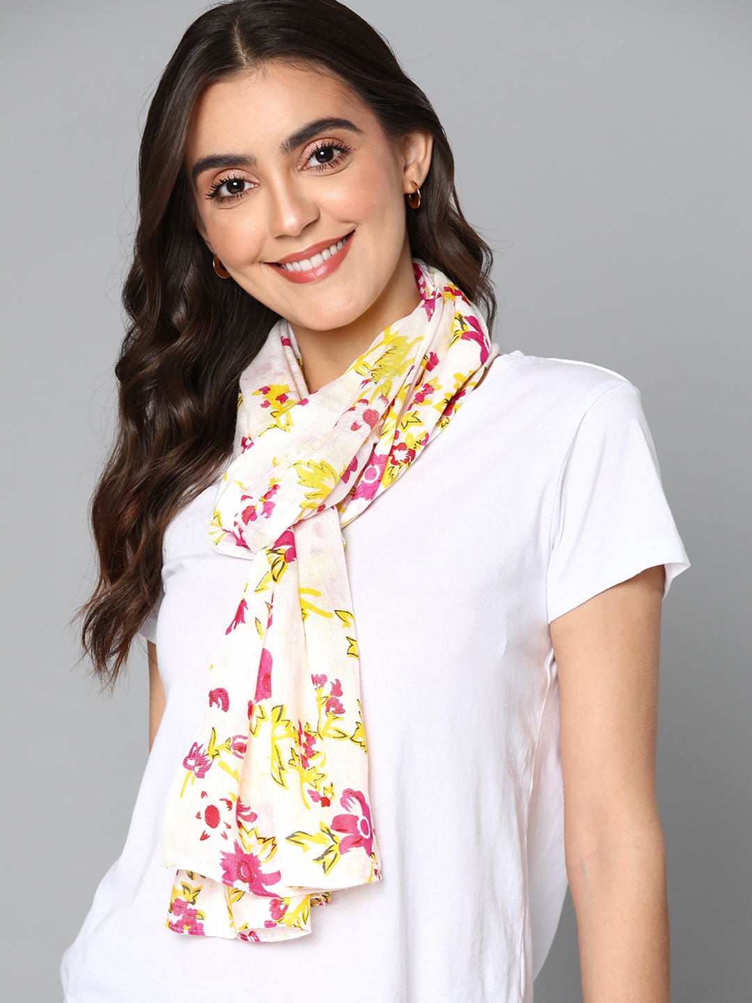 

Mast & Harbour Women White & Yellow Printed Scarf