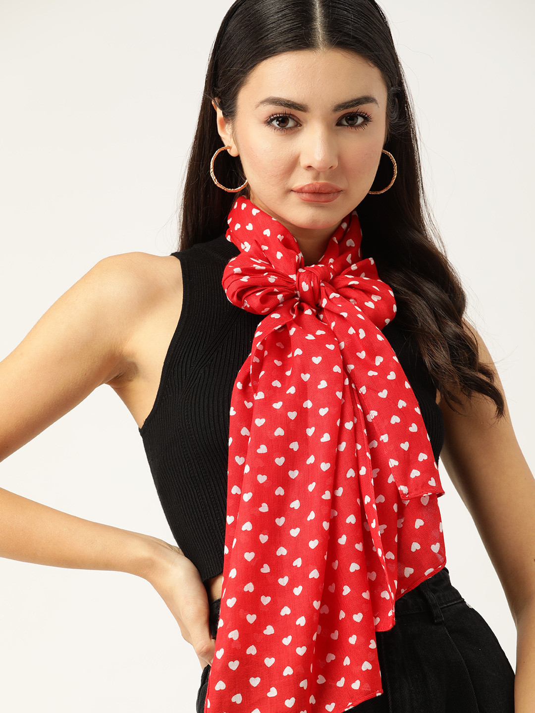 

DressBerry Women Red & White Printed Scarf
