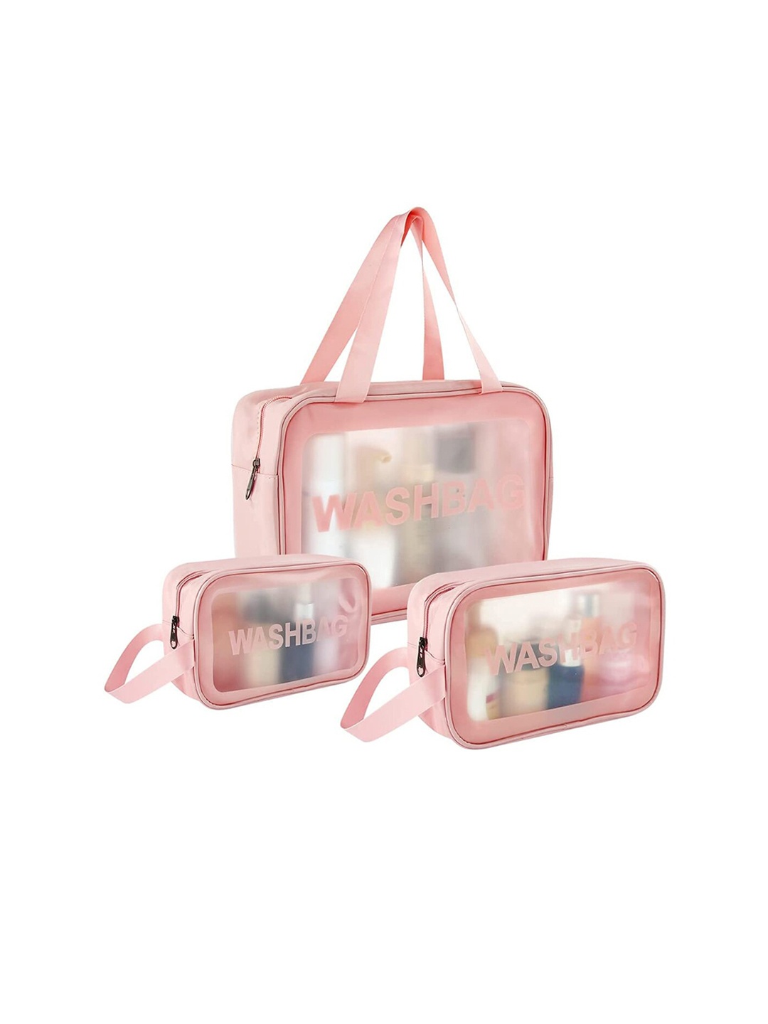HOUSE OF QUIRK Set Of 3 Pink Portable Carry Pouches