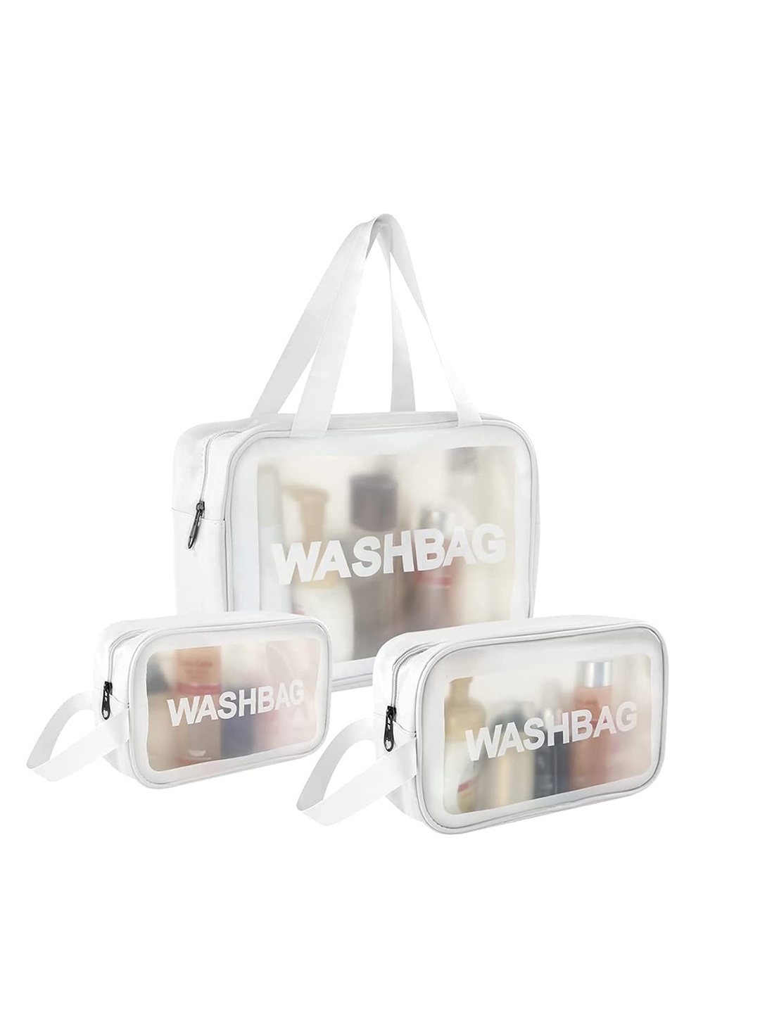 

HOUSE OF QUIRK Set Of 3 Portable Carry Pouches, White