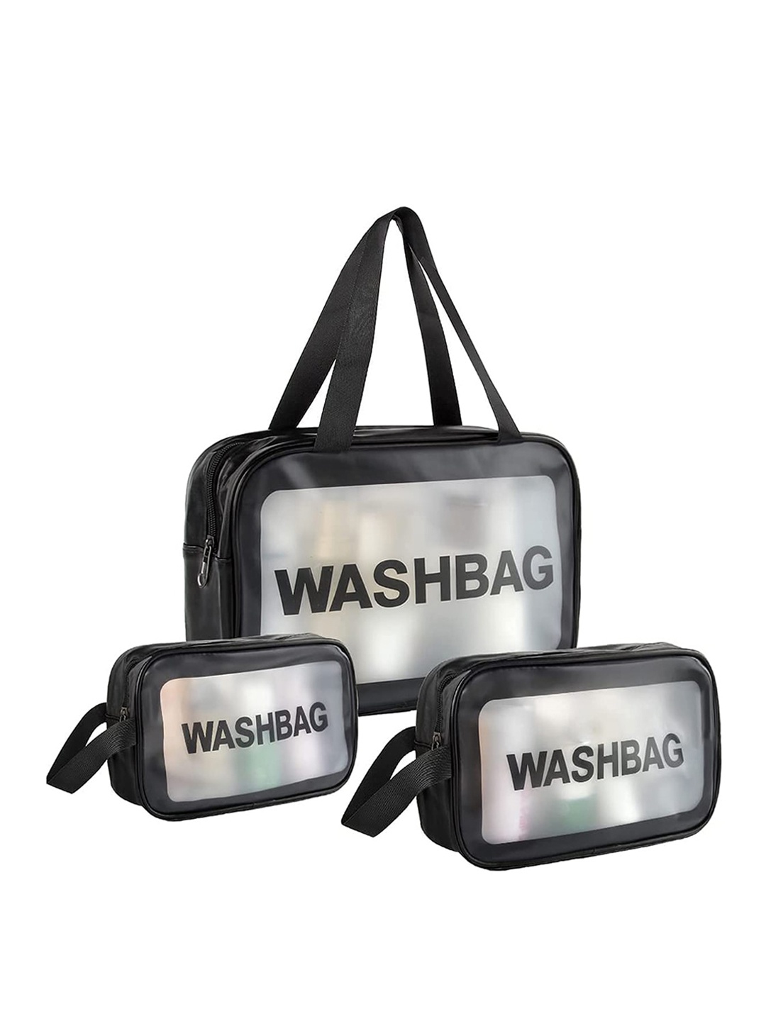 

HOUSE OF QUIRK Unisex Set Of 3 Portable Carry Pouch, Black