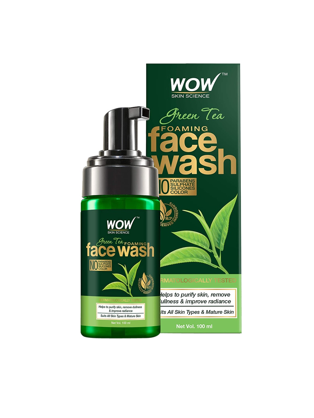 

WOW Skin Science Green Tea Foaming Face Wash with Pump 100 g, White