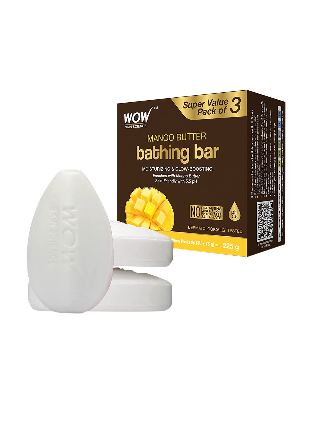 

WOW SKIN SCIENCE Mango Butter Bathing Bar, White