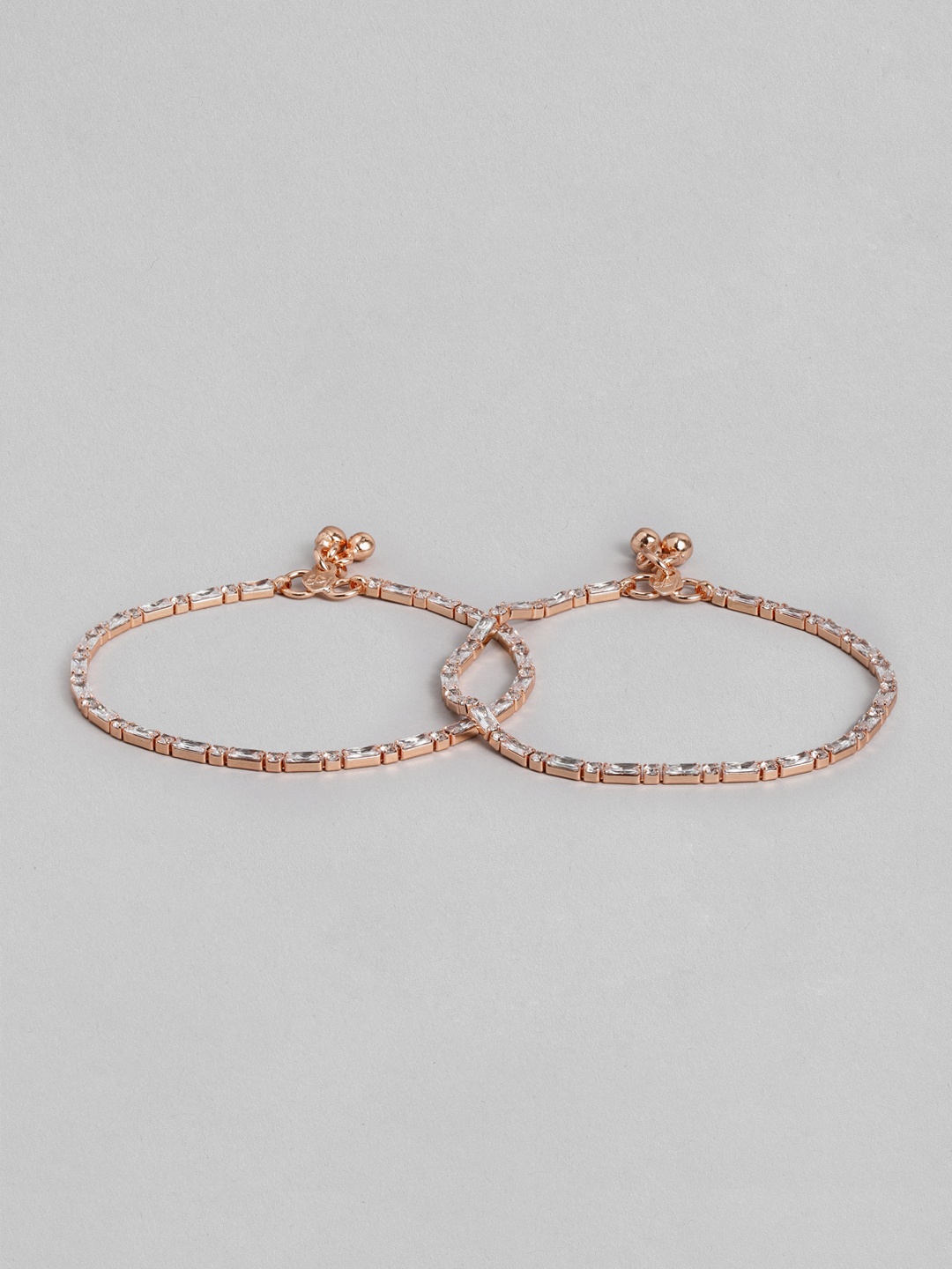 

AccessHer Women Set Of 2 Rose-Gold plated AD Studded Handcrafted Anklet