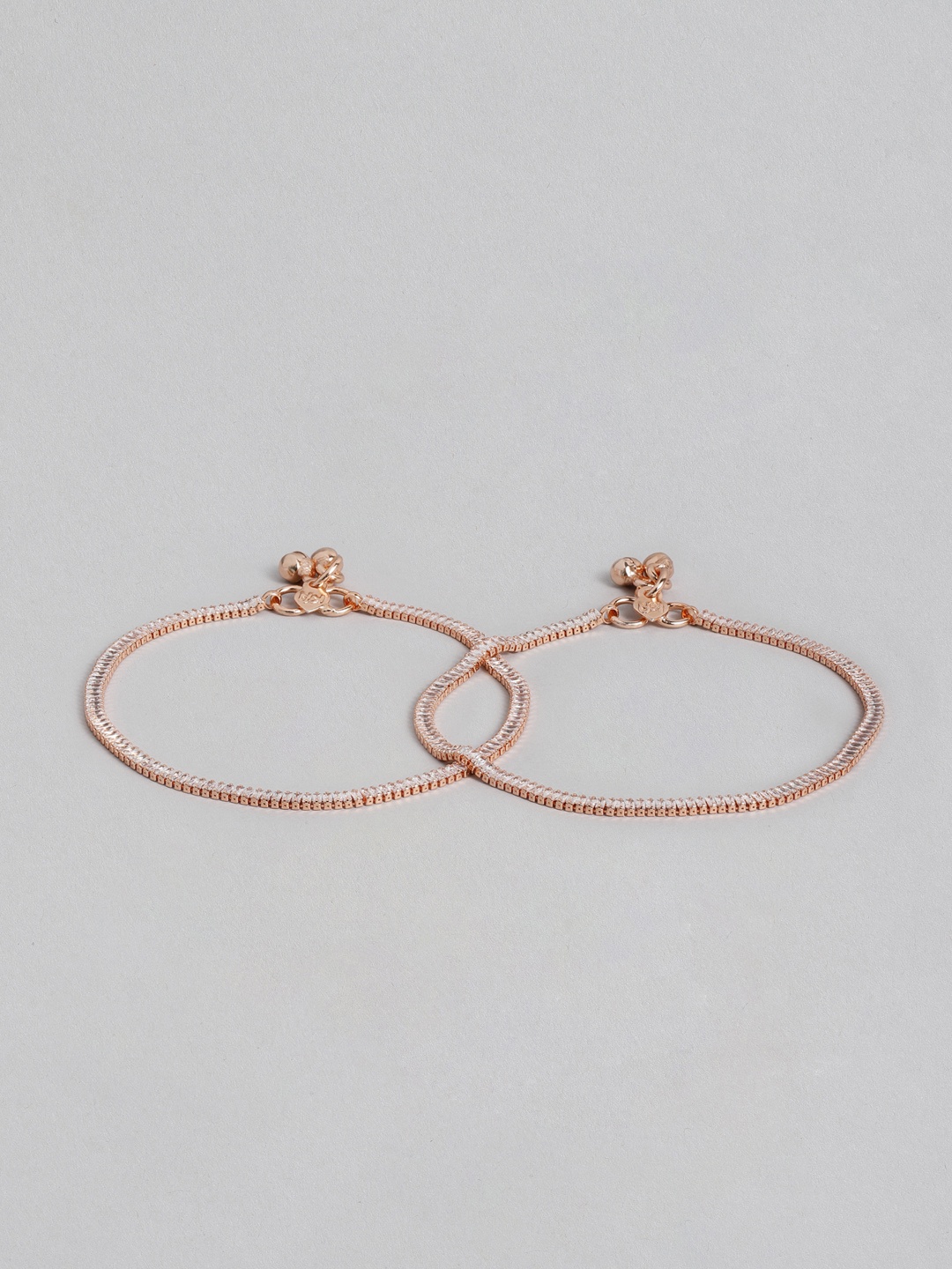 

AccessHer Women Set Of 2 Rose-Gold plated AD Studded Handcrafted Anklet